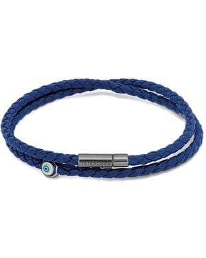 Tateossian Bracelet En Cuir Tressé - Bleu