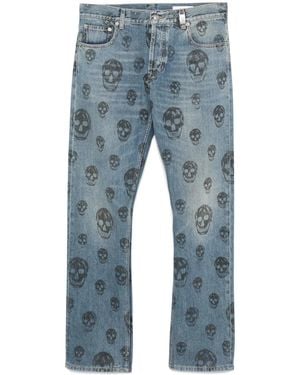 McQueen Jeans Mit Totenkopf-Print - Blau