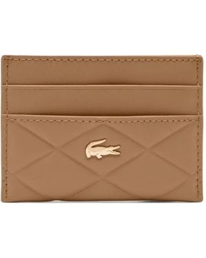 Lacoste Quilted Logo-Plaque Card Holder - Brown