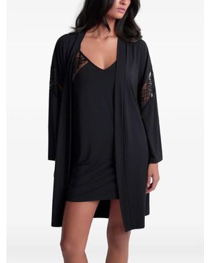 Aubade Sweet Obsession Lace-Insert Kimono - Black