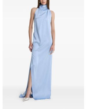 MOOS STUDIO Blue Allure Maxikleid mit Stehkragen - Blau