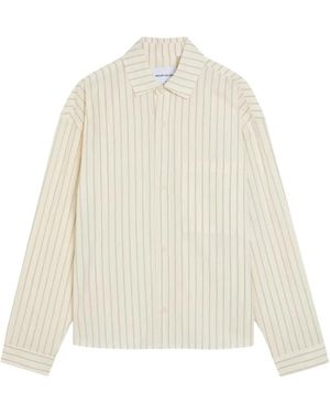 MKI Miyuki-Zoku Vertical-Stripe Chest-Pocket Shirt - White