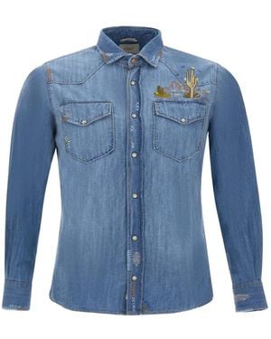 Bob Jeanshemd Mit Stickerei - Blau