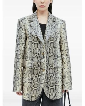 Sportmax Snakeskin-pattern single-breasted blazer - Gris