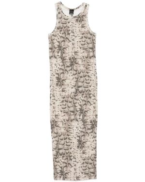 Pinko Novoli Animal-Print Midi Dress - White
