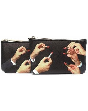Seletti Graphic-Print Textured Wallet - White