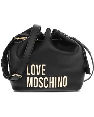 Love Moschino Logo-Lettering Bucket Bag - Black