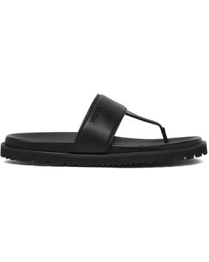 Versace Logo-Embossed Leather Sandals - Black