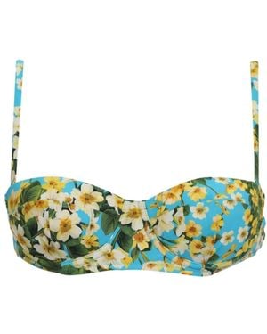 Dolce & Gabbana Floral-Print Underwired Bikini Top - Green