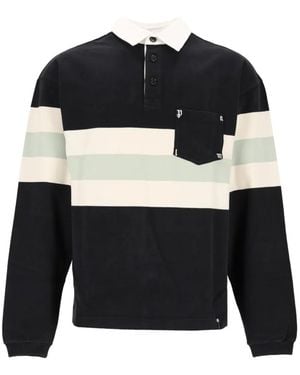 Palm Angels Palm Type Striped Polo Shirt - Black
