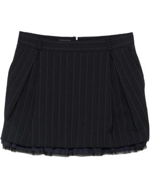 Pinko Minijupe Plissée À Fines Rayures - Black