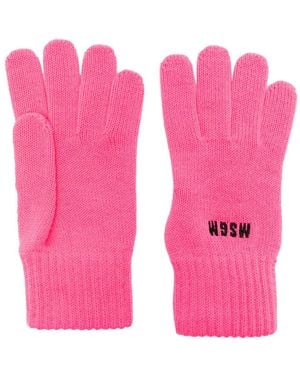 MSGM Guantes con logo bordado - Rosa