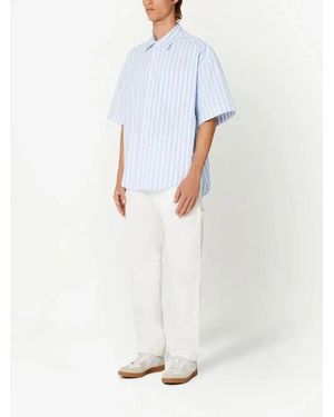 Ami Paris Striped Short-Sleeve Shirt - Blue