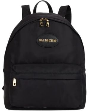 Love Moschino Logo-Plaque Backpack - Black