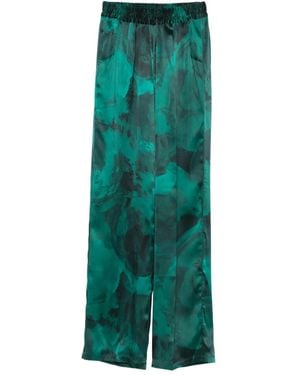 Kiton Printed Silk Pants - Green