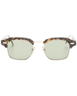 Thom Browne Tortoiseshell-Effect Square-Frame Sunglasses - Metallic