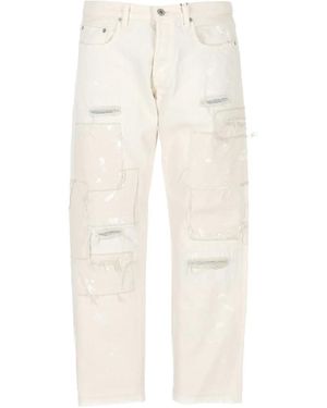 Junya Watanabe Distressed- Effect Jeans - White