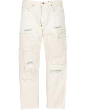 Junya Watanabe Patchwork Frayed Jeans - White