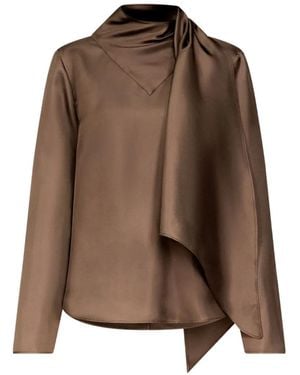 Loulou de Saison Gala Silk-Twill Blouse - Brown
