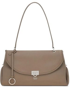 Ferragamo Sofia Leather Shoulder Bag - Natural