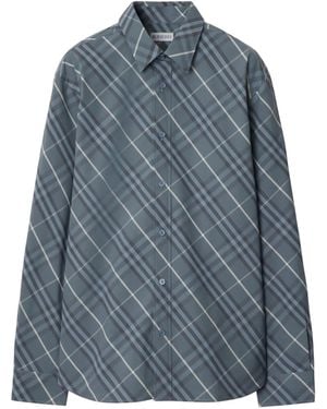 Burberry Chequered Cotton Shirt - Blue