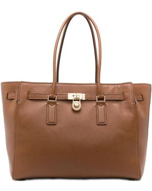 MICHAEL Michael Kors Padlock-Detail Leather Tote Bag - Brown