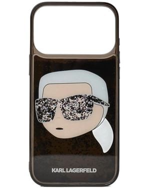 KARL LAGERFELD Ikon Karl Glitter Iphone 17 Pro Case - Black
