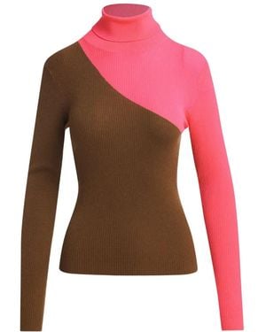 Essentiel Antwerp Zweifarbiger Koncert Pullover Aus Geripptem Strick - Rot