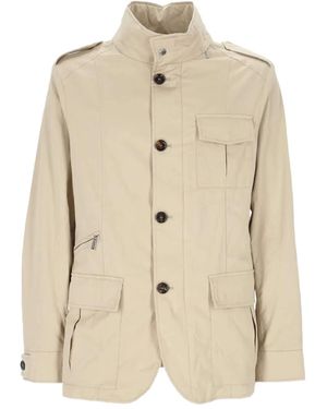 Moorer Button-Fastening Flap-Pocket Jacket - Natural
