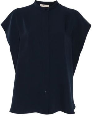 Herno Sleeveless Mandarin-Collar Blouse - Blue
