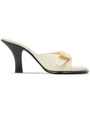 Burberry Bay Leather Mules - Natural