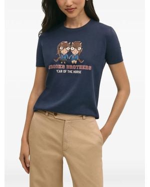 Brooks Brothers T-Shirt Year Of The Horse Con Stampa - Blu