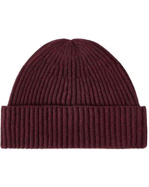 Brunello Cucinelli Cashmere English Rib Double Knit Beanie Hat - Red