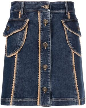 Moschino Scallop-Edge Denim Miniskirt - Blue
