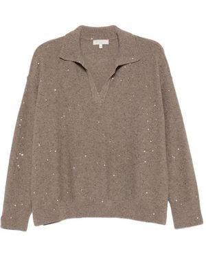 Antonelli Pull Normandia À Sequins Et Col Polo - Marron
