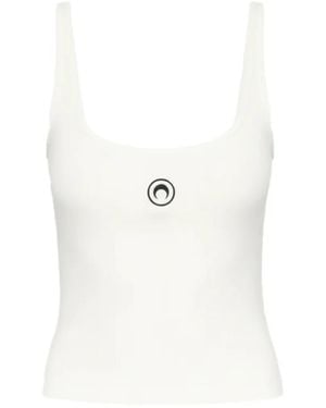 Marine Serre Moon-Logo Ribbed Tank Top - White