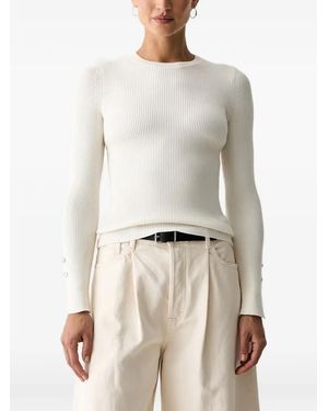 Guess Gerippter Ellie Pullover Mit Knöpfen - Natur