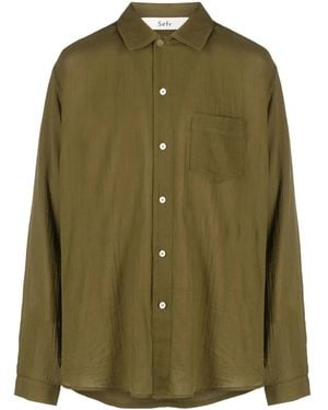 Séfr Leo Long-Sleeve Cotton Shirt - Green
