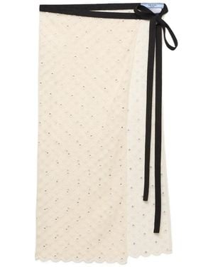 Prada Embroidered Lace Apron - White