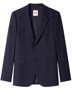Sandro Virgin Wool Suit Jacket - Blue
