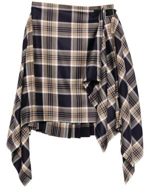 McQueen Jupe Mi-Longue À Motif Tartan - Blanc