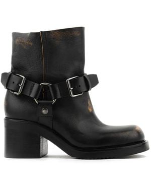 Elena Iachi Bohemian Distressed Ankle Boots - Black