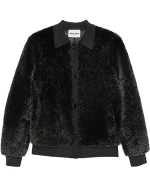 Miu Miu Shearling-Finish Button-Up Jacket - Black
