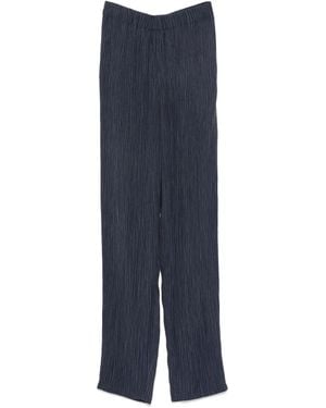 Emporio Armani Plissé-Effect Trousers - Blue