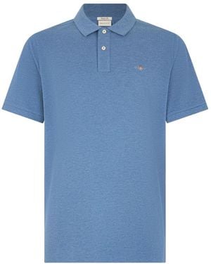 GANT Logo-Embroidered Short-Sleeve Polo Shirt - Blue