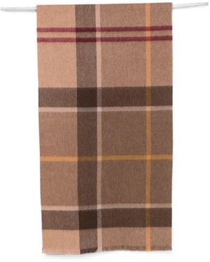 Barbour Check-Pattern Fringed Scarf - Brown