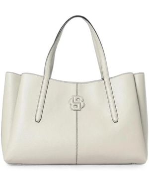 BOSS Pebbled-Texture Logo-Patch Tote Bag - White