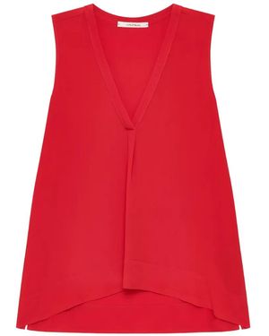 Maliparmi Pleated V-Neck Top - Red