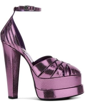Roberto Cavalli Metallic-Effect Platform Sandals - Purple