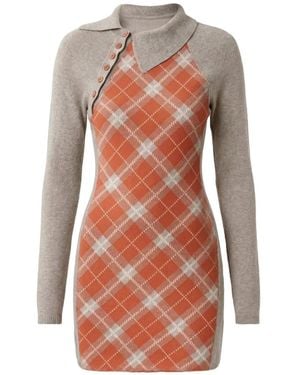 Isa Boulder Argyle-Pattern Dress - White
